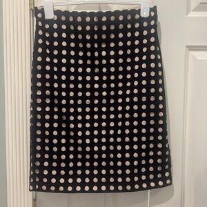 Ann Taylor Black/Cream PolkaDot Skirt 100% Cotton Size 10 Fully Lined